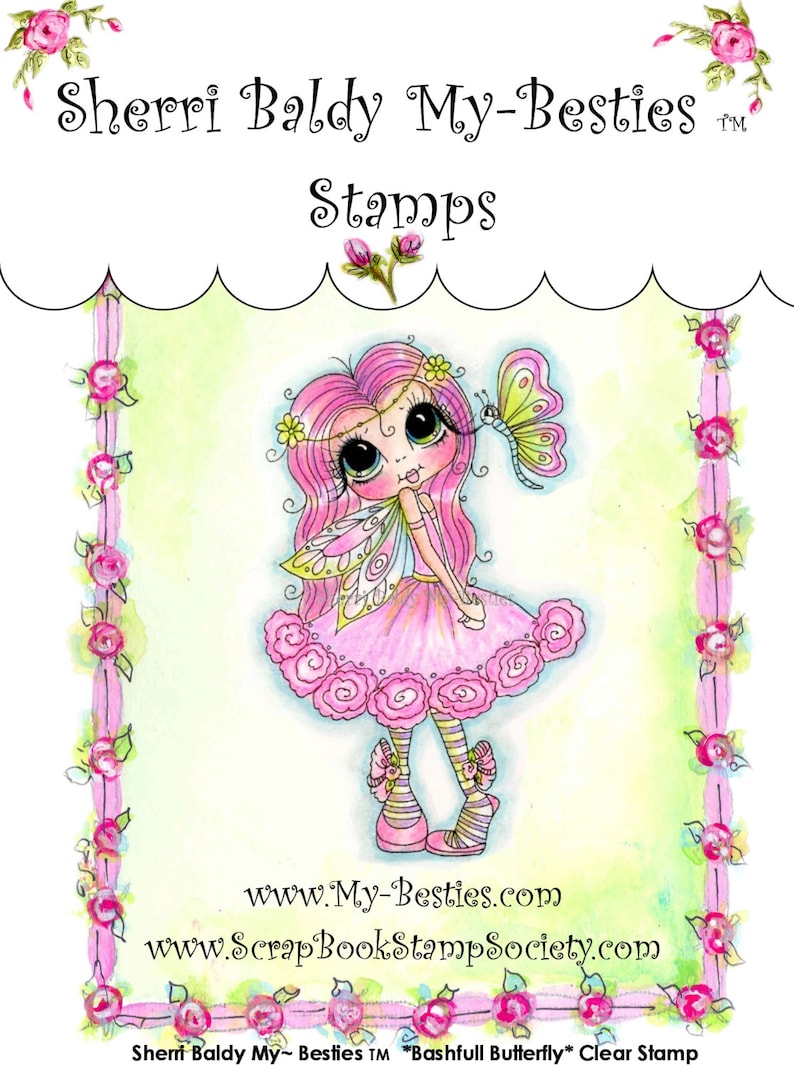 My-Besties Clear Rubber Stamp Big Eye Besties Big Head Dolls Bashful Butterfly MYB-0060 By Sherri Baldy