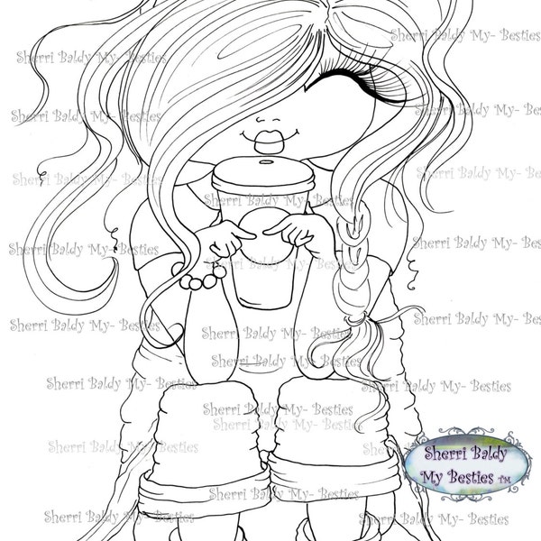 INSTANT DOWMLOAD Digital Digi Stamps Big Eye Big Head Dolls Digi Img006  New Fluffy Besties Tm Meet Fluffy Frannie By Sherri Baldy