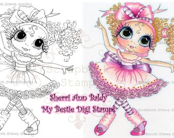 INSTANT DOWNLOAD Digital Digi Stamps Big Eye Big Head Dolls Digi Little Dancer Pippa By Sherri Baldy