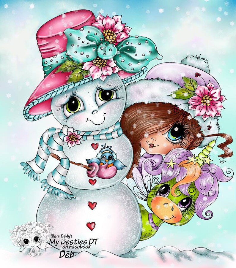 INSTANT DOWNLOAD Digital Digi Stamps Big Eye Big Head Dolls Bestie New Bestie Unicorn img52065 Pinky Pop Stardust My Besties By Sherri Baldy