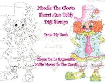 INSTANT DOWNLOAD Digital Digi Stamps Big Eye Big Head Dolls Digi   Besties Noodle The Clown  By Sherri Baldy