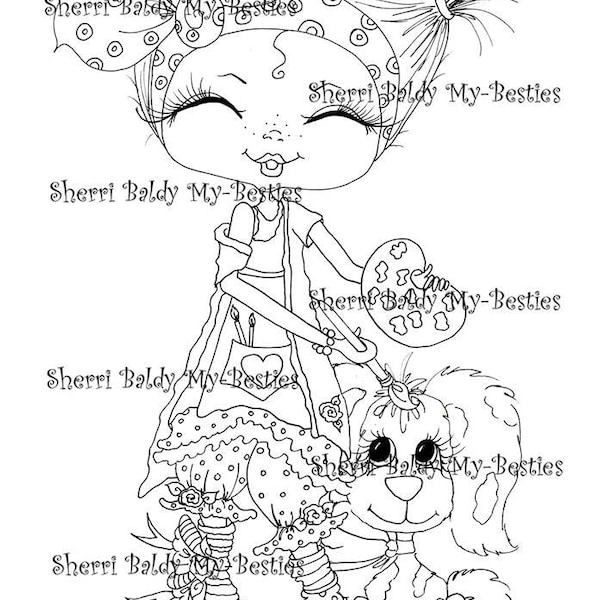 INSTANT DOWNLOAD Digital Digi Stamps Big Eyed  Besties Big Head Dolls fancy pants Tootsie and Toby Digi By Sherri Baldy