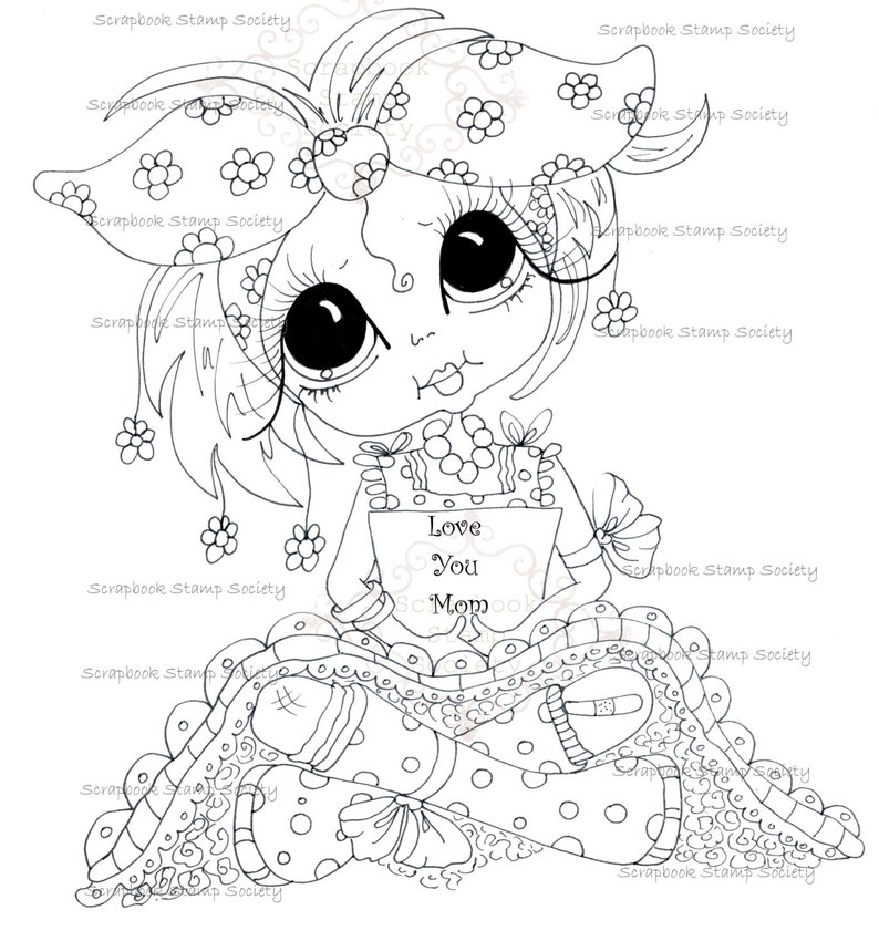 INSTANT DOWNLOAD Digital Digi Stamps Big Eye Big Head Dolls Digi Love You Mom By Sherri Baldy image 1