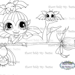 INSTANT DOWNLOAD Digital Digi Stamps Big Eye Big Head Dolls Bestie New Bestie You Drive Me Batty My Besties Img015 By Sherri Baldy image 3