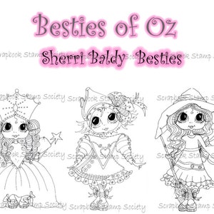 INSTANT DOWNLOAD Digital Digi Stamps Big Eye Big Head Dolls Digi   Besties Besties Of Oz Full  Set All 7 Digis  By Sherri Baldy