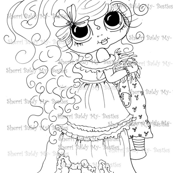 INSTANT DOWNLOAD Digi Stamps Big Eye Big Head Dolls Digi Bestie IMG120 By Sherri Baldy