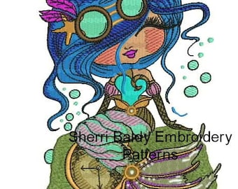 Sherri Baldy My Besties Embroidery Patterns  "SteamPunk Mermaid"