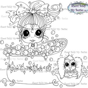 INSTANT DOWNLOAD Digital Digi Stamps Big Eye Big Head Dolls Digi  My Besties Bath Time Buddies By Sherri Baldy