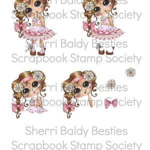 Descarga instantánea del kit de decoupage 3D de Ashley Isabella Bestie: Besties Big Head Dolls Digi de Sherri Baldy