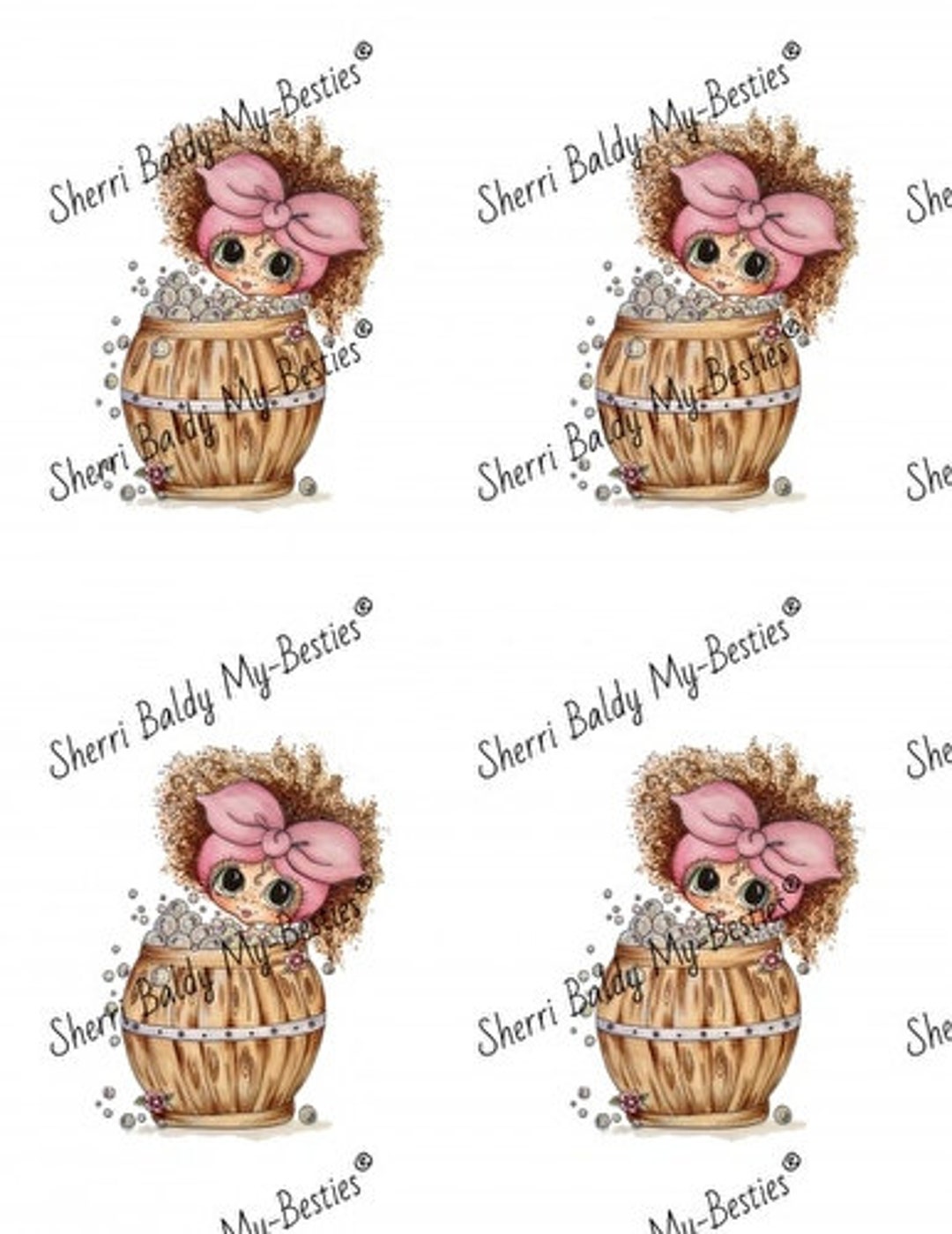 Instant Download Barrel Bath Girl Color Printable Card Toppers Kit ...
