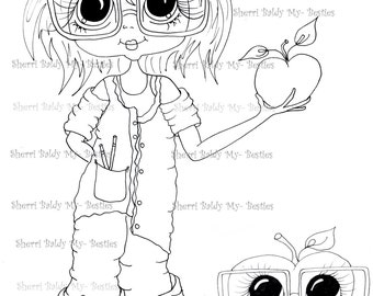 INSTANT DOWMLOAD Digital Digi Stamps Big Eye Big Head Dolls Digi  My Besties Teachers Pet By Sherri Baldy