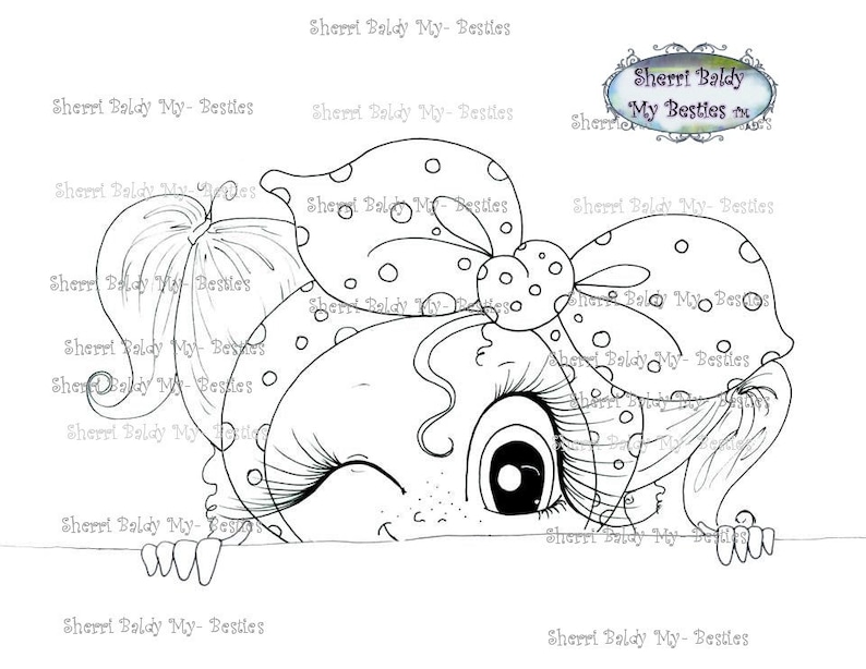 INSTANT DOWNLOAD Digital Digi Stamps Big Eye Big Head Dolls Bestie New Bestie Peek A Boo Wink My Besties Bowzs By Sherri Baldy
