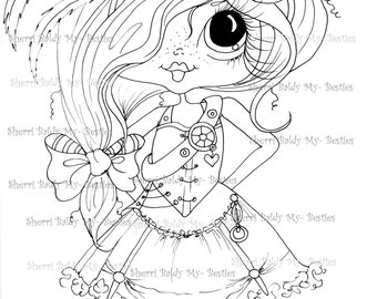 INSTANT DOWNLOAD Digi Stamps Big Eye Big Head Dolls Digi Bestie img600  By Sherri Baldy