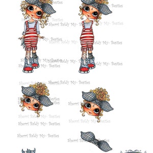 Descarga instantánea de adornos y papeles decorativos 3D para tarjetas, muñecos de cabeza grande Bestie Mandy, hojas 3D Fancy Pants Pansy de Sherri Baldy