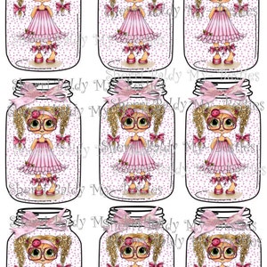 Descarga instantánea de adornos y papeles decorativos 3D para tarjetas, muñecos de cabeza grande Bestie Mandy, adornos para tarros Clever Chole Maison y etiquetas de regalo. Por Sherri Baldy.