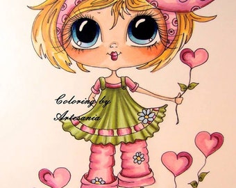 INSTANT DOWNLOAD Digital Digi Stamps Big Eye Big Head Dolls Bestie New Bestie  Love Garden  My Besties By Sherri Baldy