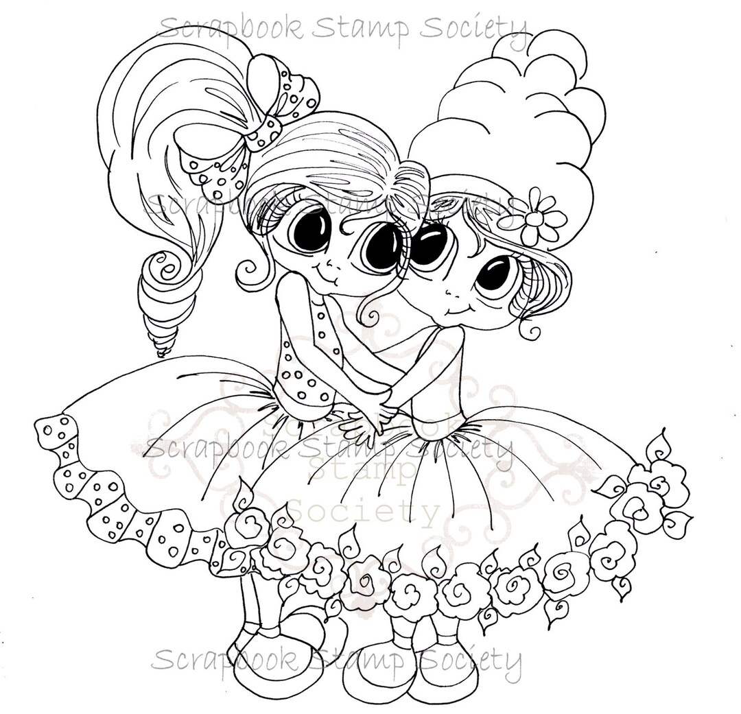 INSTANT DOWNLOAD Digital Digi Stamps Big Eye Big Head Dolls Digi