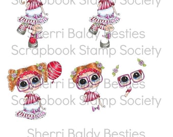 Instant Download 3D deco Sheet Party Time Big Head Dolls Digi By Sherri Baldy