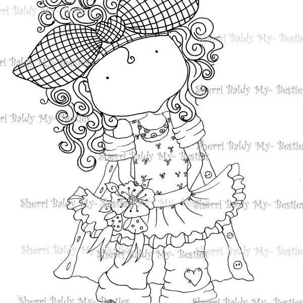 INSTANT DOWNLOAD Digital Digi Stamps Big Eye Big Head Dolls My Little Dimples My Besties Maddie Dimples IMG086 By Sherri Baldy