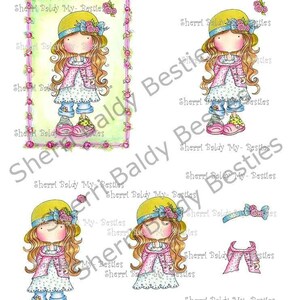 Adornos para tarjetas 3D con diseño de Bestie Dimples Big Head Dolls Digi de Sherri Baldy