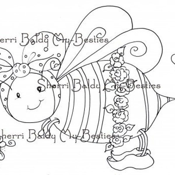 INSTANT DOWNLOAD Digital Digi Stamps Big Eye Big Head Dolls Digi Bee Tru  Garden Bee Bestie Daisy Ann  By Sherri Baldy