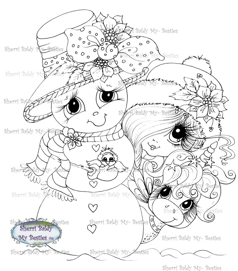 INSTANT DOWNLOAD Digital Digi Stamps Big Eye Big Head Dolls Bestie New Bestie Unicorn img52065 Pinky Pop Stardust My Besties By Sherri Baldy