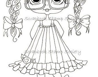 INSTANT DOWNLOAD  Digital Digi Stamps Big Eye Big Head Dolls Digi Two Clever Chole By Sherri Baldy