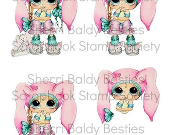 Instant Download Bunny Girl  Bestie 3D Decoupage kit Besties Big Head Dolls Digi By Sherri Baldy