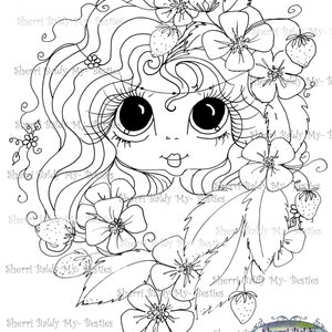 INSTANT DOWNLOAD Digital Digi Stamps Big Eye Big Head Dolls Digi My Besties Making Faces Garden Girl By Sherri Baldy image 1