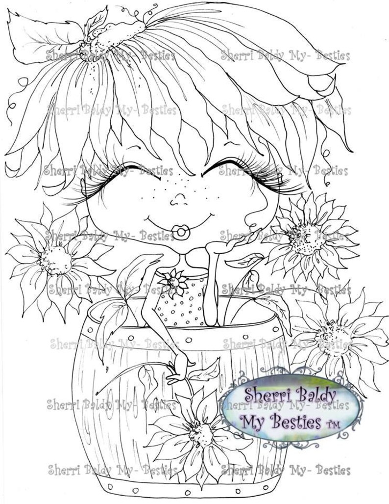 INSTANT DOWNLOAD digitale Digi Stamps Big Eye Big Head Dolls NIEUW My Besties img830 door Sherri Baldy afbeelding 4