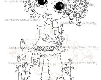 INSTANT DOWNLOAD Digital Digi Stamps Big Eye Big Head Dolls Digi  Bloomin Garden  Besties IMG743  By Sherri Baldy