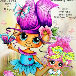 Digital download Copy Sherri Baldy Twinkle Toes My Besties Trolls Coloring Book 25 Pages Big Eye Big Head Dolls image 1