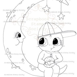 DESCARGA INSTANTÁNEA Sellos digitales Big Eyed My Bestie Sello digital Besties Muñecas de cabeza grande Digi Moon Baby IMG754 Por Sherri Baldy