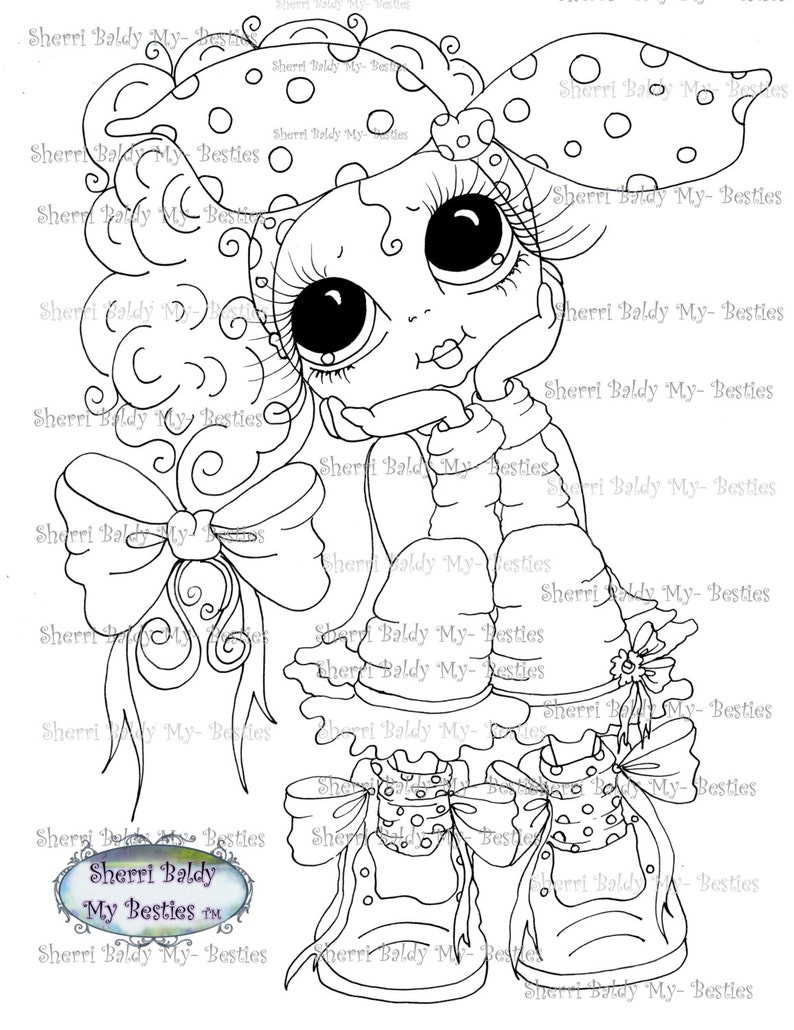 INSTANT DOWNLOAD Digi Stamps Big Eye Big Head Dolls Digi Bestie Img003 By Sherri Baldy zdjęcie 1