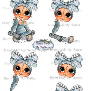 Descarga instantánea del kit de decoupage 3D "Little Bestie Blue Girl" de Sherri Baldy.