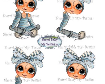 Instant Download Blue Girl Little Bestie 3D Decoupage kit Besties Big Head Dolls Digi By Sherri Baldy