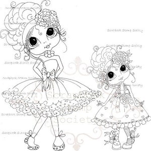 INSTANT DOWNLOAD Digitale Digi Stamps Big Eye Big Head Dolls Digi Besties Mom and Me door Sherri Baldy