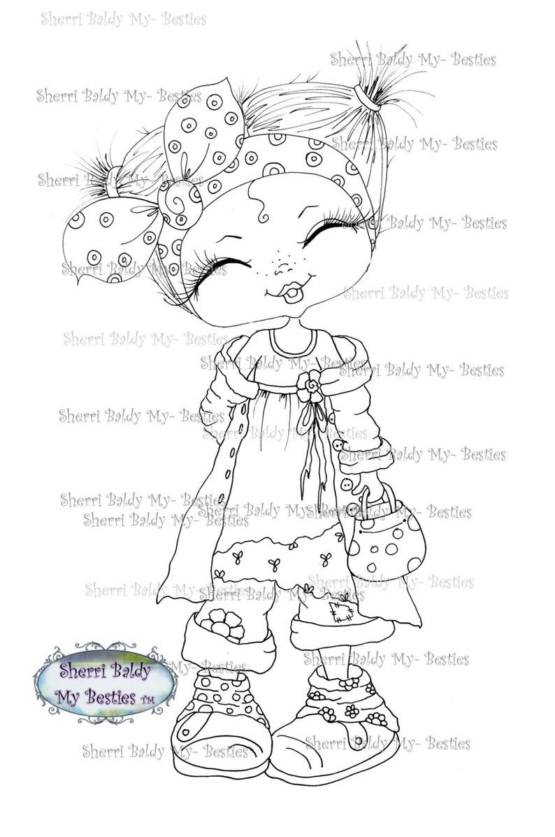 INSTANT DOWNLOAD Digital Digi Stamps Big Eye Big Head Dolls Bestie New Bestie Trudy My Besties By Sherri Baldy image 2