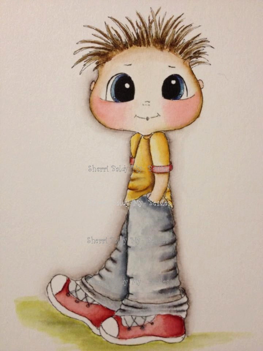 INSTANT DOWNLOAD Digital Digi Stamps Big Eye Big Head Dolls Digi Img504