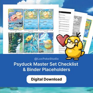 Psyduck Master Set Checklist & Binder Placeholders | TCG Card Tracker | Printable Digital PDF