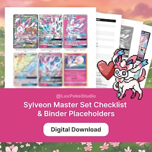 Sylveon English Master Set Checklist & Pärmplatsmarkörer (digital nedladdning)