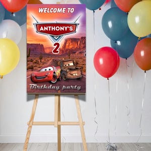 Bilars födelsedagsvälkomstskylt, Lightning McQueen öken Route 66-festaffisch (digital nedladdning) bild 3
