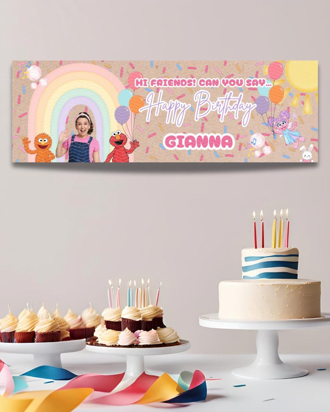 Ms Rachel Birthday Banner, Editable First Birthday Backdrop (digital ...