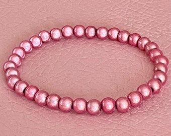 6 mm Perlen hellrosa Armband
