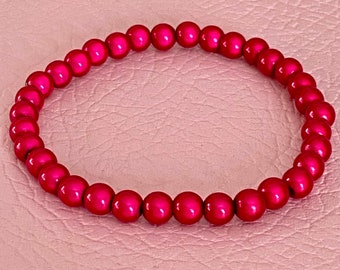6 mm Perlen rosa Armband