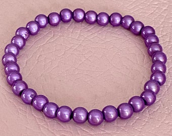 6 mm Perlen lila Armband