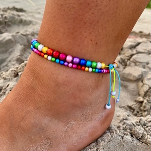 Beaded Rainbow Ankle Bracelet Rainbow Anklets Mm Beads India
