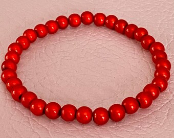 6 mm Perlen rotes Armband