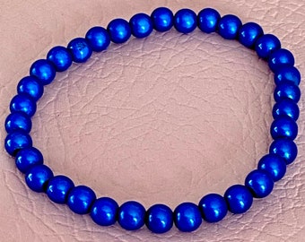6 mm Perlen blaues Armband