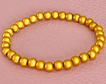 6 mm Perlen gelbes Armband